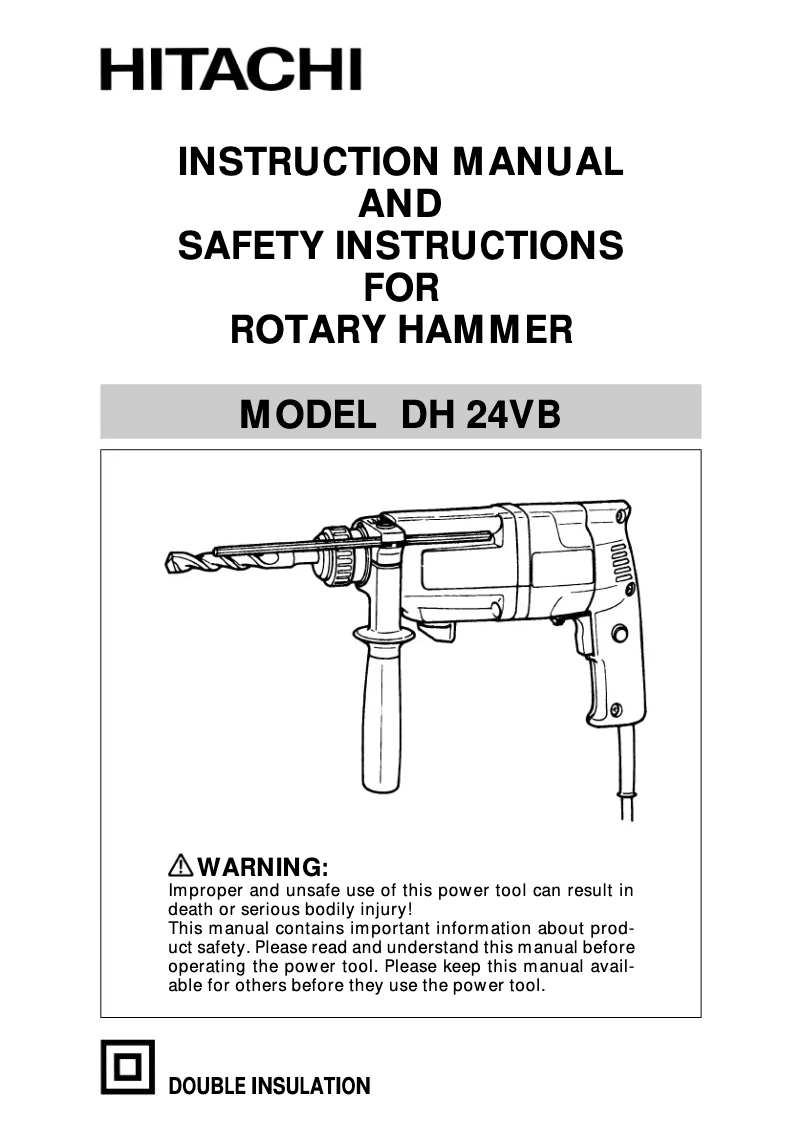 Page 1 de la notice Manuel utilisateur Hitachi DH 24VB