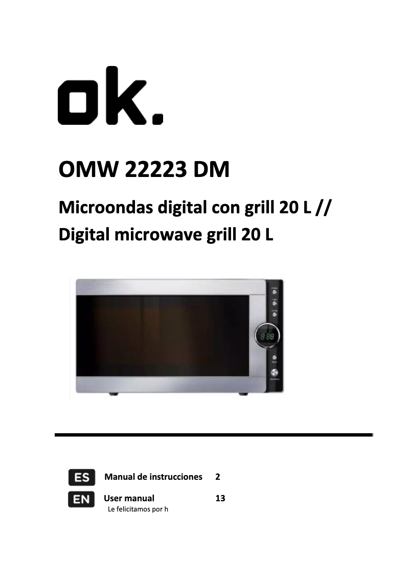 Page n°1 - Manuel utilisateur OK OMW 22223 DM