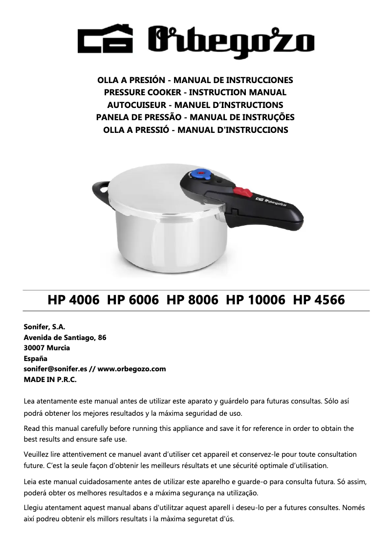 Página 1 del manual Manual de usuario Orbegozo HP 8006