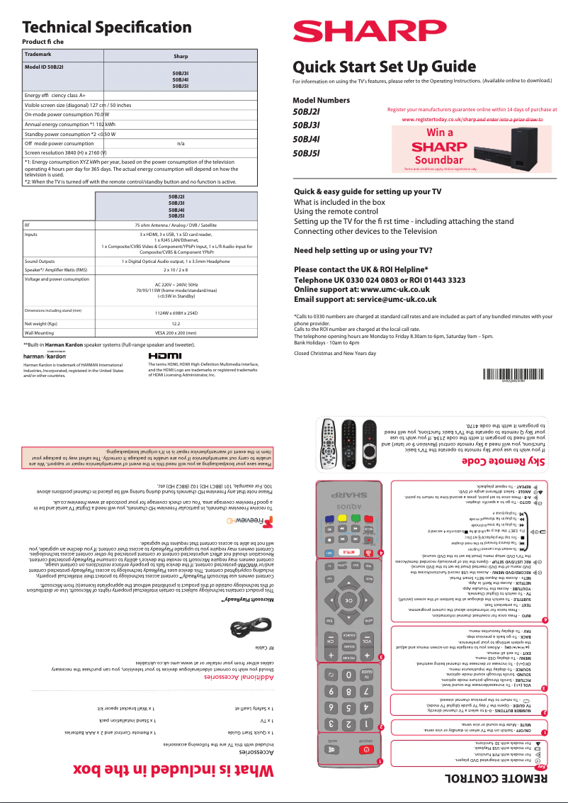 Page n°1 - Guide de démarrage rapide Sharp 50BJ2I