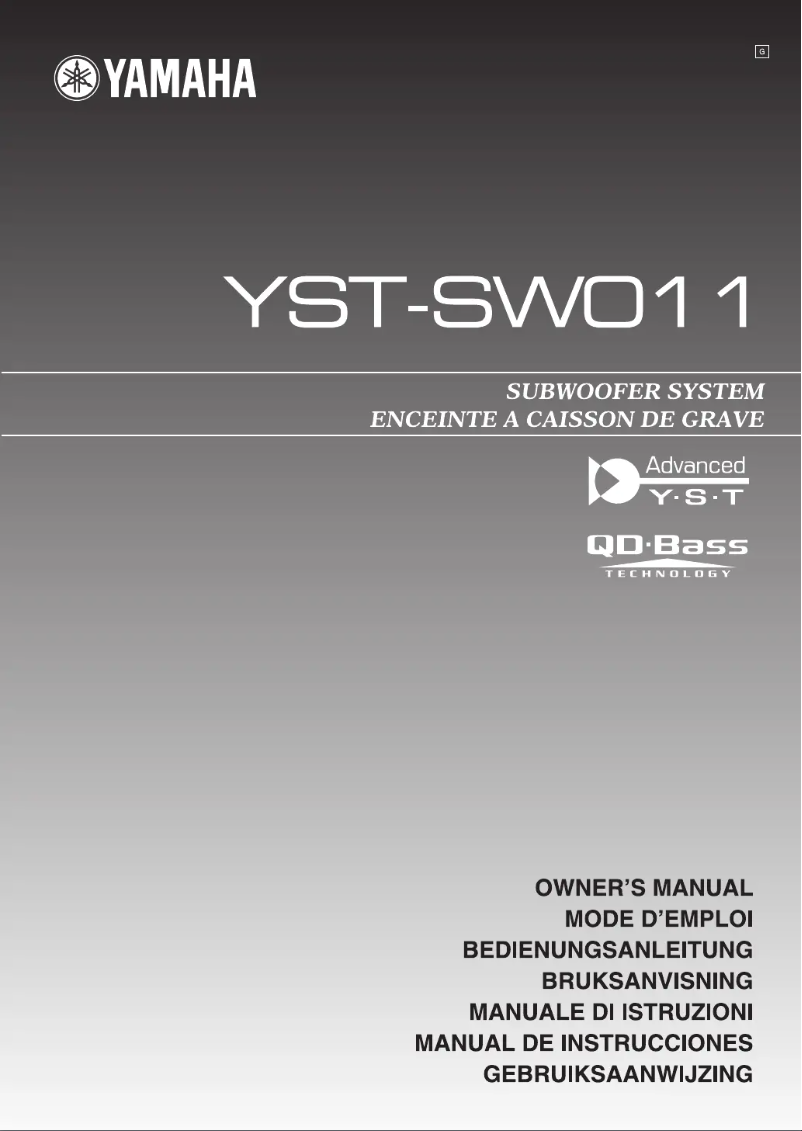 Page n°1 - Manuel utilisateur Yamaha YST-SW011