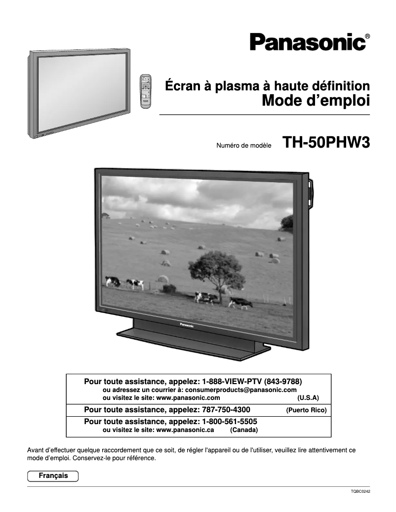 Image de la première page du manuel de l'appareil TH-50PHW3U