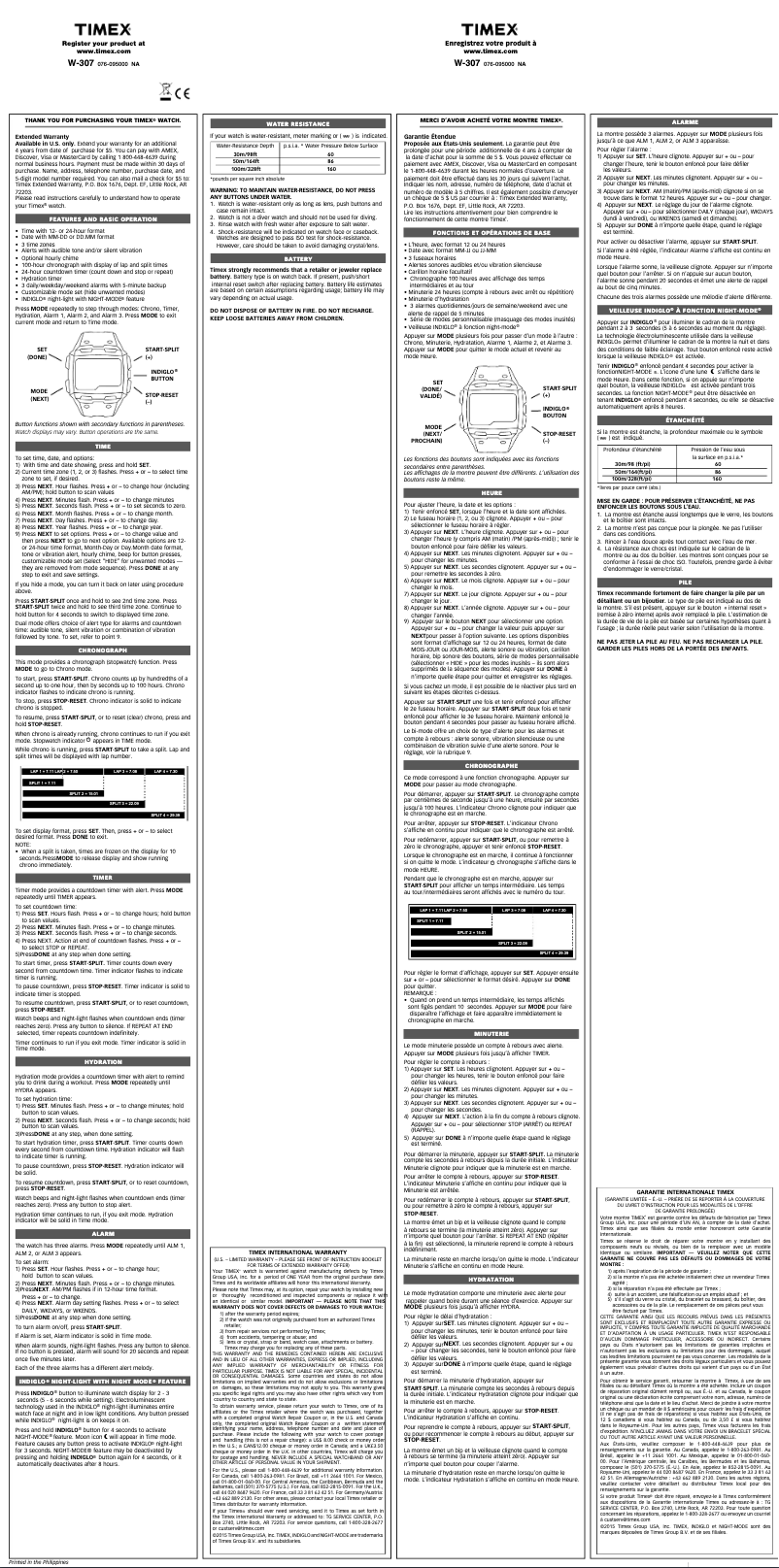 Page 1 de la notice Manuel utilisateur Timex Command TW5M18200JV