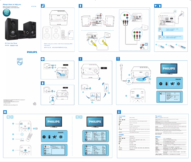 Page n°1 - Guide de démarrage rapide Philips BTD2180