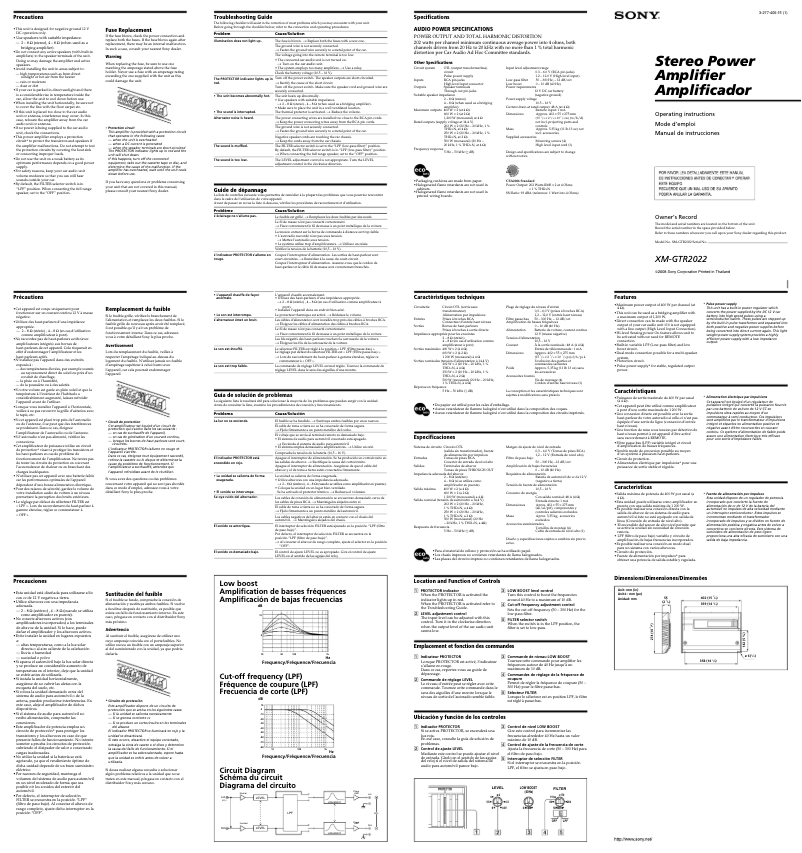Page 1 de la notice Manuel utilisateur Sony XM-GTR2022