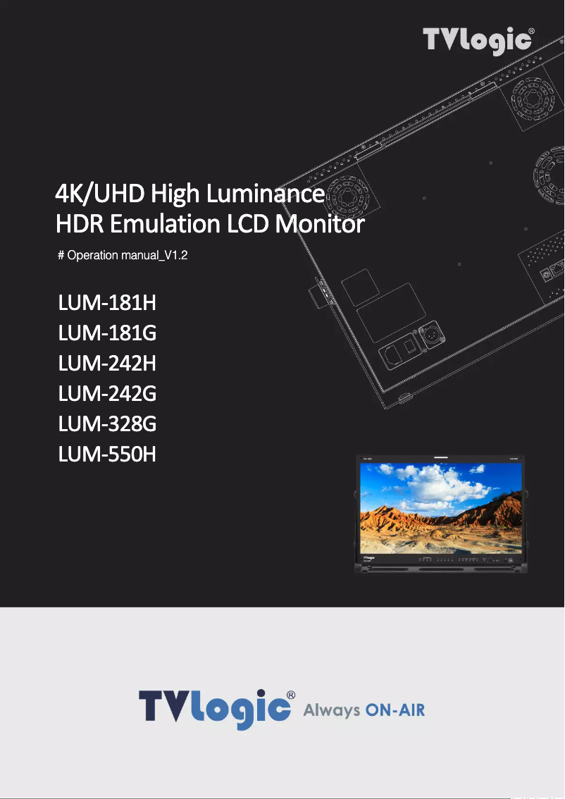 Page n°1 - Manuel utilisateur TVLogic LUM-181H