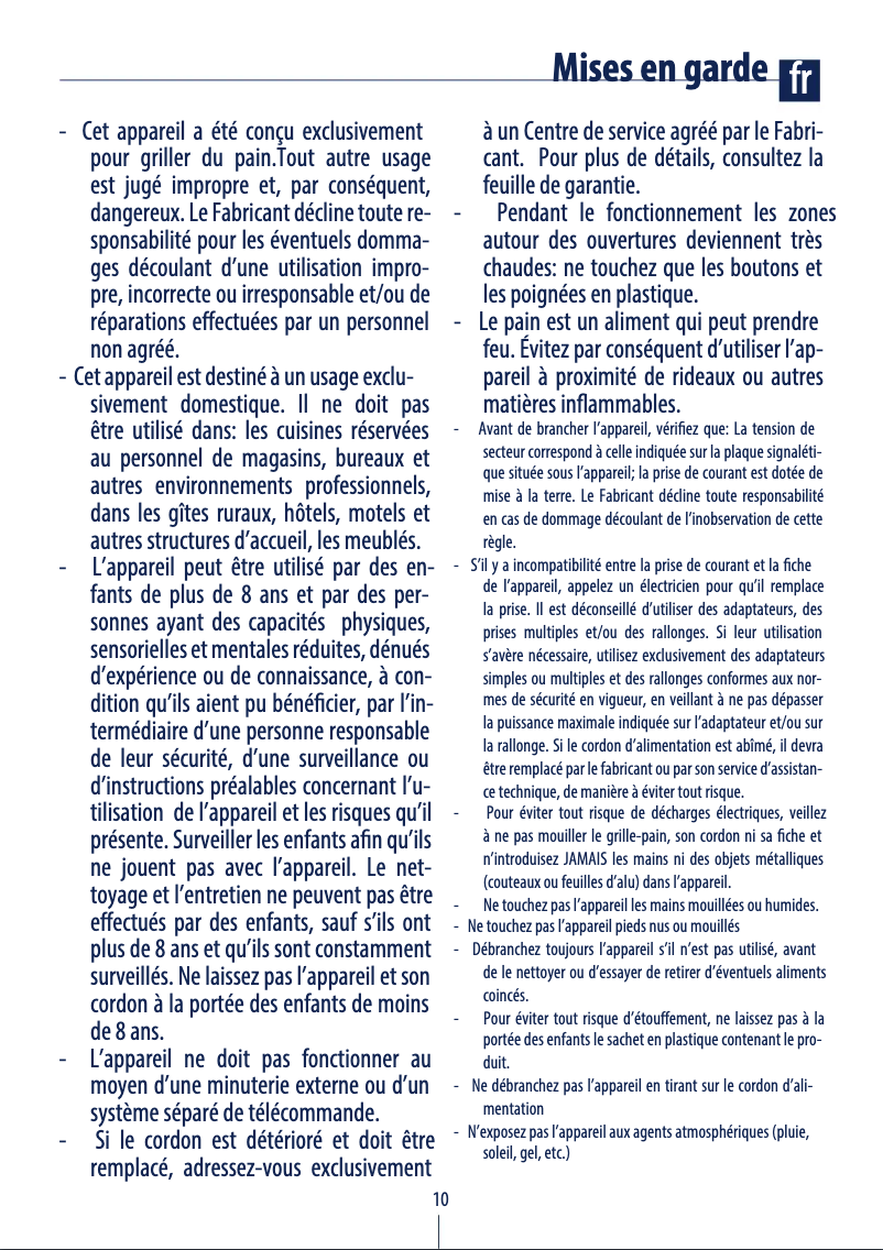 Page 1 de la notice Manuel utilisateur DeLonghi Brillante CTJ2103