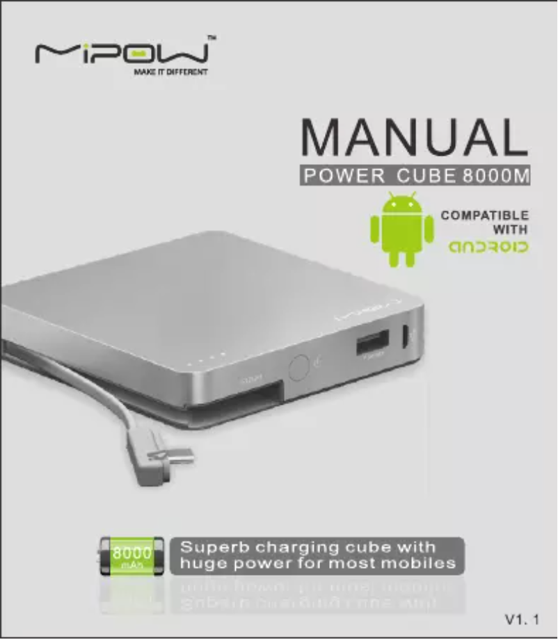 Page 1 de la notice Manuel utilisateur Mipow PowerCube 8000M