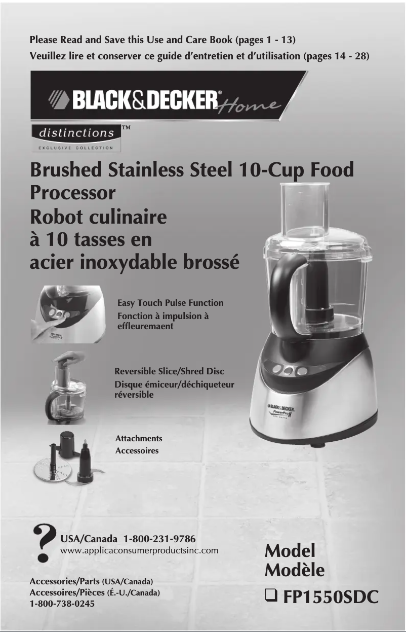 Page 1 de la notice Manuel utilisateur Black & Decker FP1550SDC