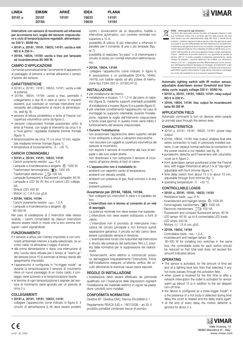 Page n°1 - Manuel utilisateur Vimar 19181.B