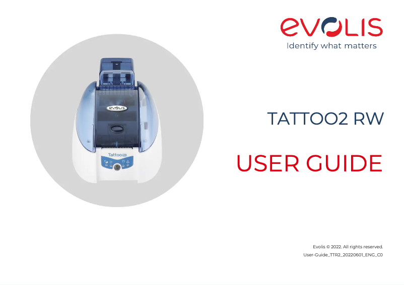 Page 1 de la notice Manuel utilisateur Evolis Tattoo RW