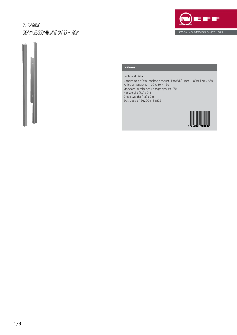 Page 1 de la notice Manuel utilisateur Neff Z11SZ60X0