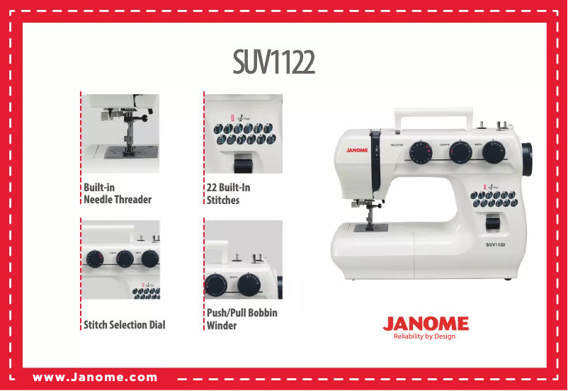 Page 1 de la notice Fiche technique Janome SUV1122