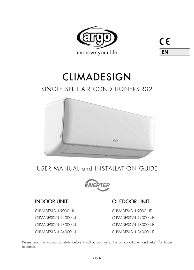 Page n°1 - Manuel utilisateur Argoclima CLIMADESIGN 9000 UE