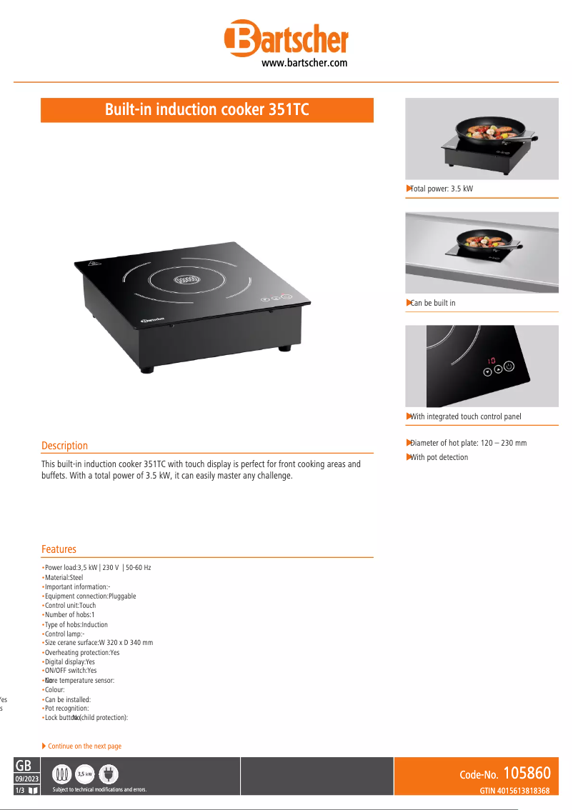 Image de la première page du manuel de l'appareil 351TC