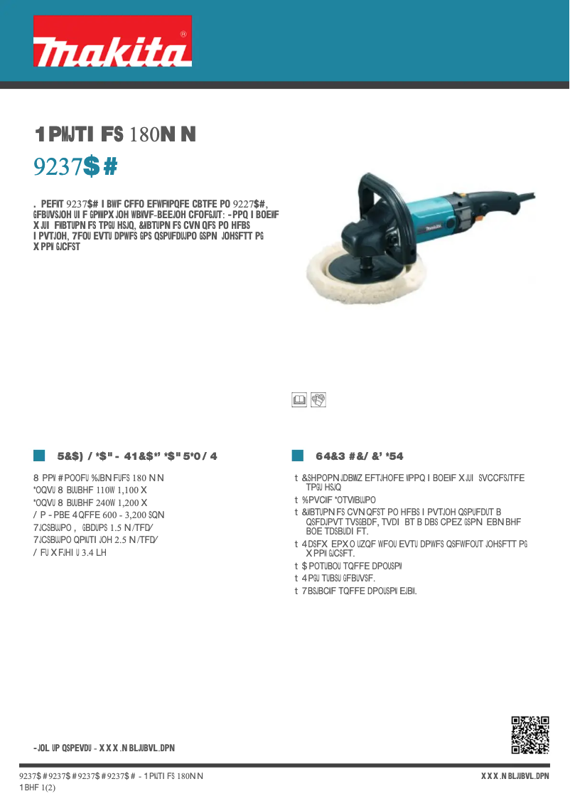Page 1 de la notice Fiche technique Makita 9237CB