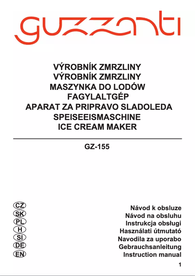 Page 1 de la notice Manuel utilisateur Guzzanti GZ-155