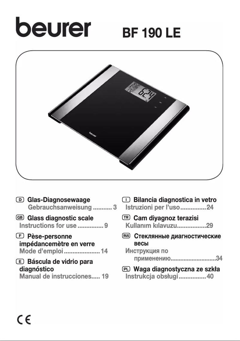 Image de la première page du manuel de l'appareil BF 190 LE