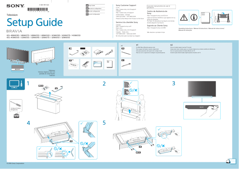 Page n°1 - Guide d'installation Sony Bravia KDL-48W650D
