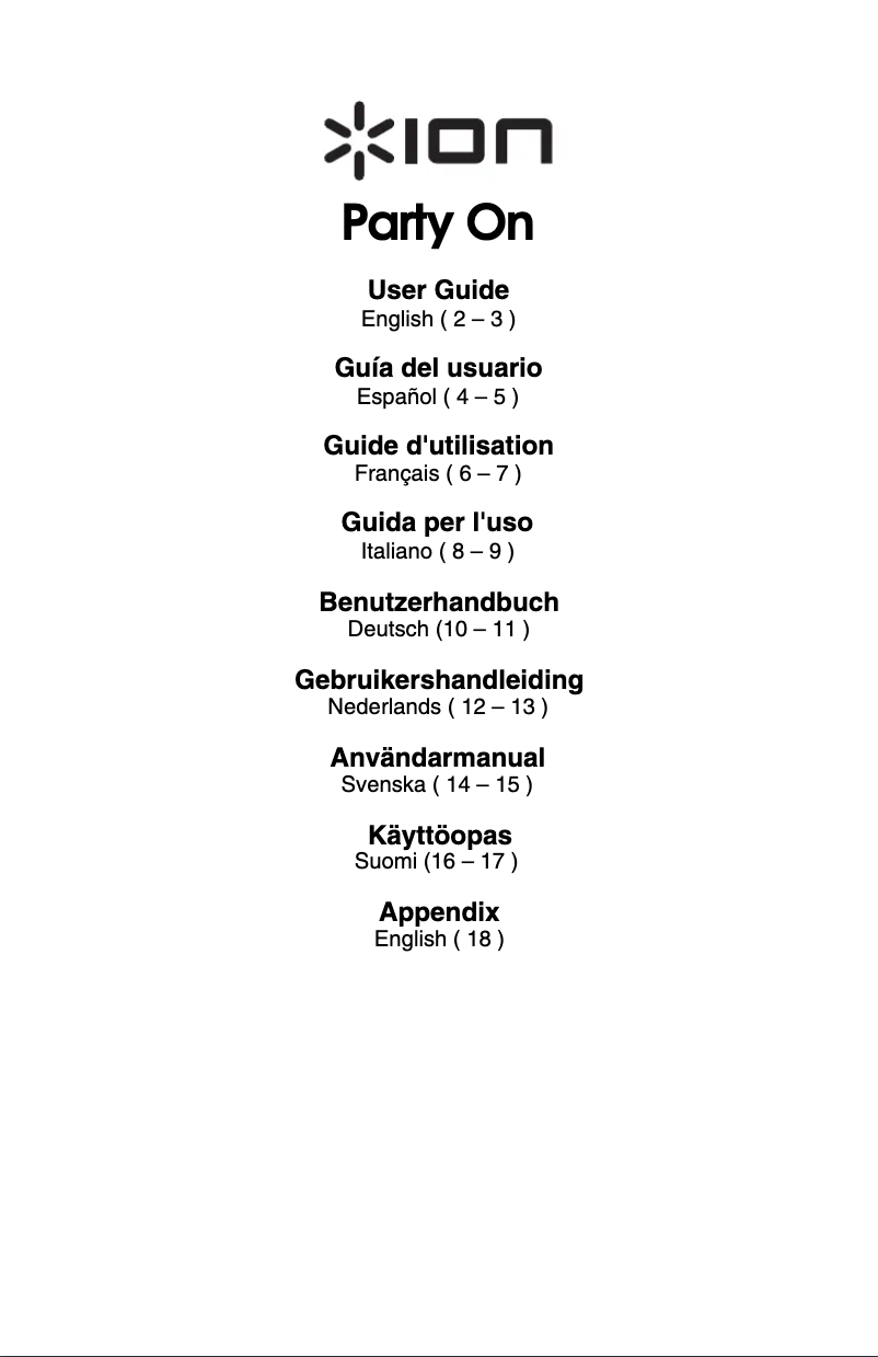Page n°1 - Manuel utilisateur ION Party On