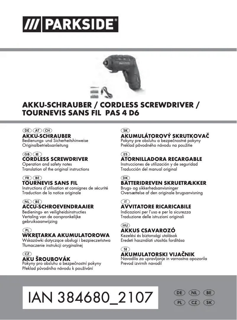 Page n°1 - Manuel utilisateur Parkside PAS 4 D6