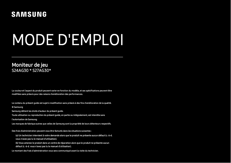 Page 1 de la notice Manuel utilisateur Samsung S24AG304NU