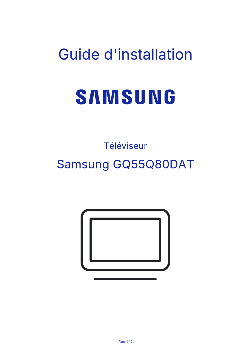 Page n°1 - Guide d'installation Samsung GQ55Q80DAT