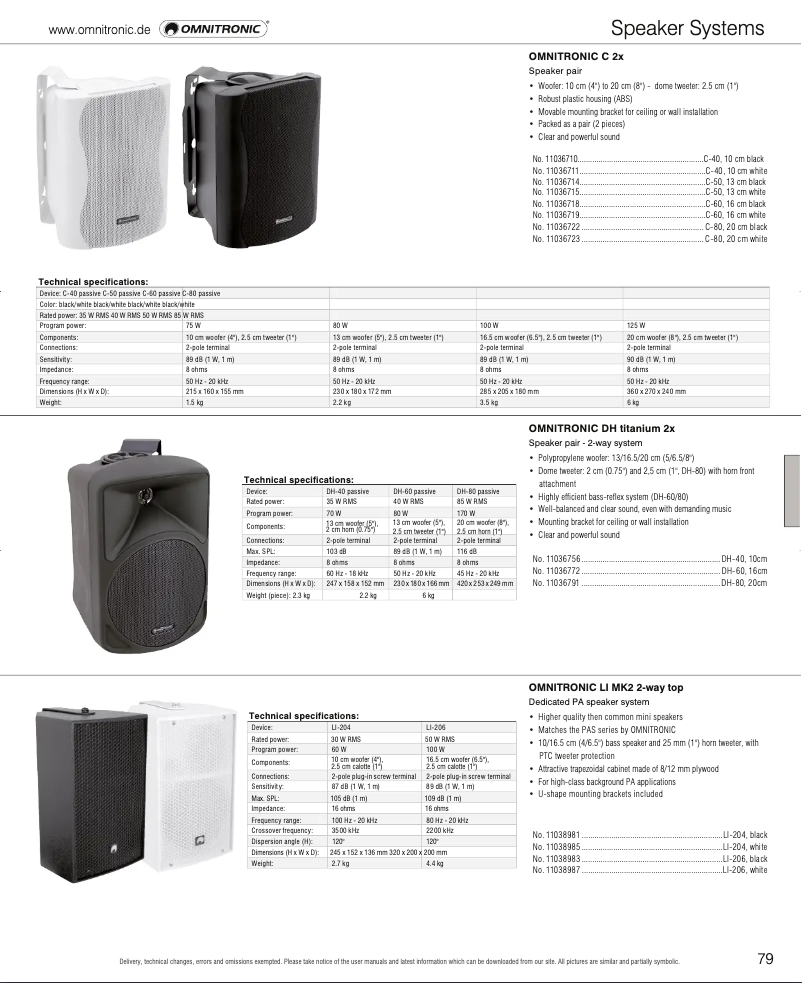 Page 1 de la notice Catalogue Omnitronic LI-206B MK2