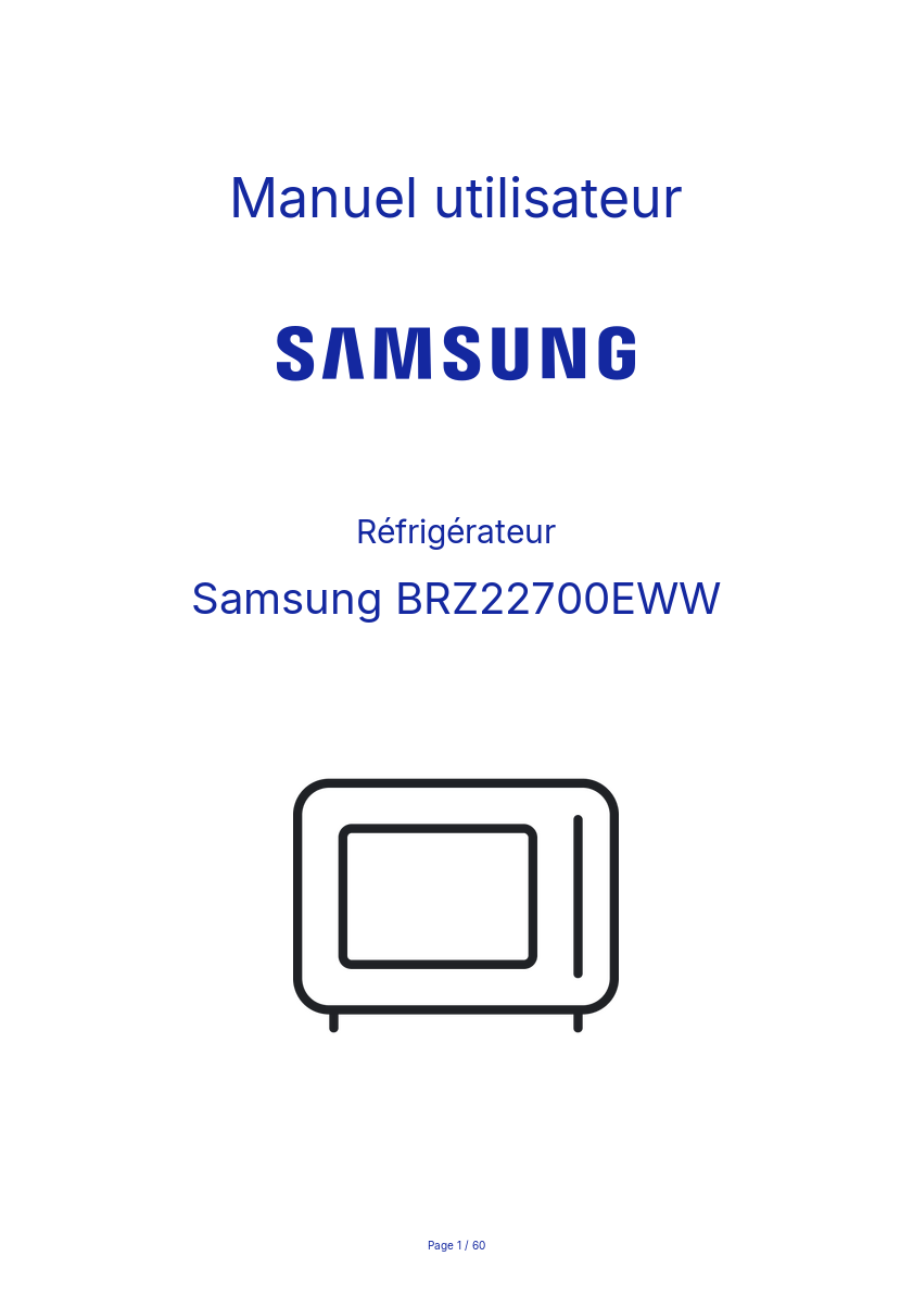 Image de la première page du manuel de l'appareil BRZ22700EWW