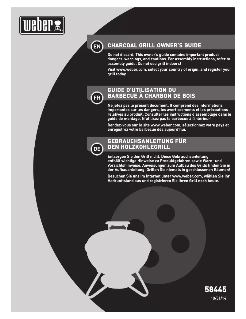 Página 1 del manual Manual de usuario Weber Smokey Joe Gold