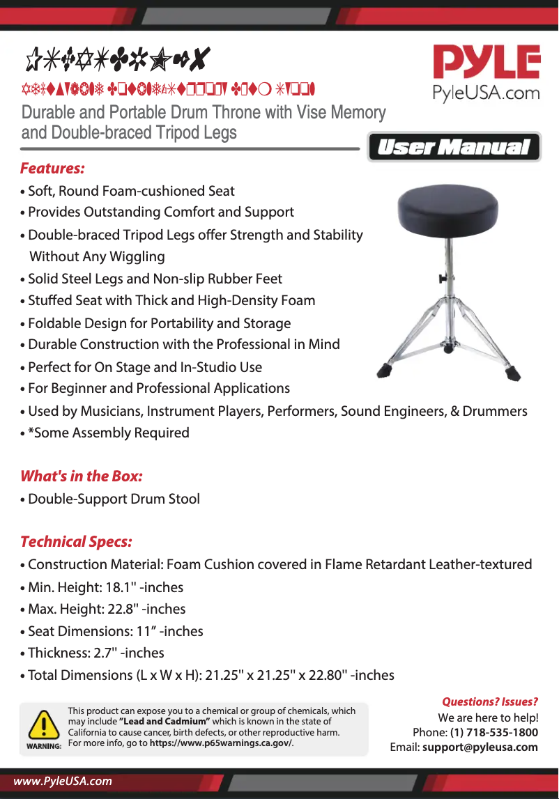 Page n°1 - Manuel utilisateur Pyle PSEATDRM28
