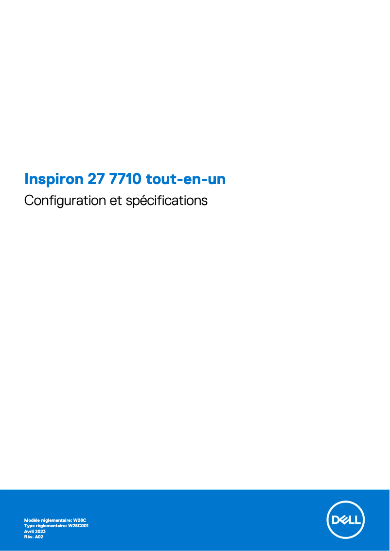 Page n°1 - Guide d'installation Dell Inspiron 27 7710 All-in-One