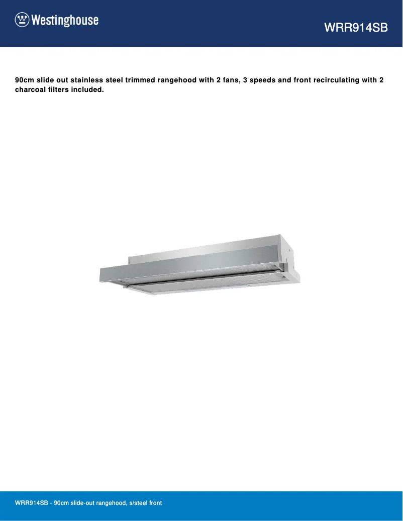 Page 1 de la notice Fiche technique Westinghouse WRR914SB