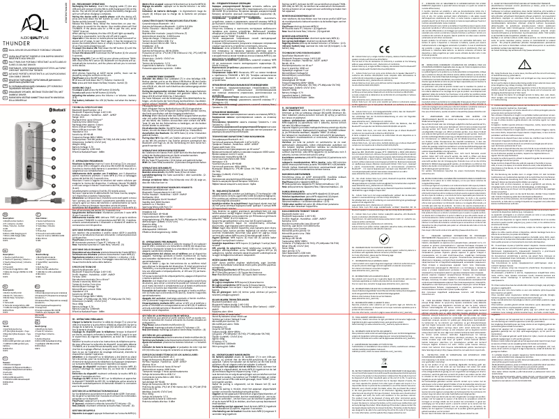 Page 1 de la notice Manuel utilisateur AQL Thunder