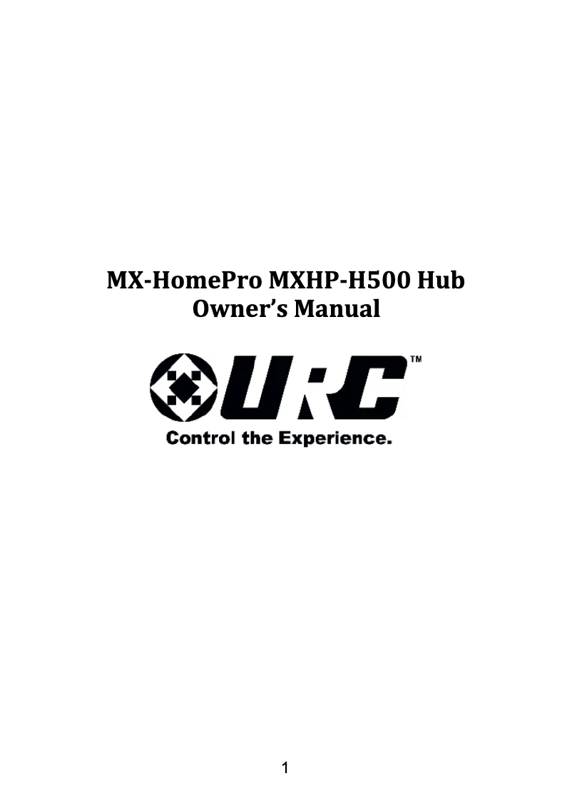 Page n°1 - Manuel utilisateur Universal Remote Control MX-HomePro