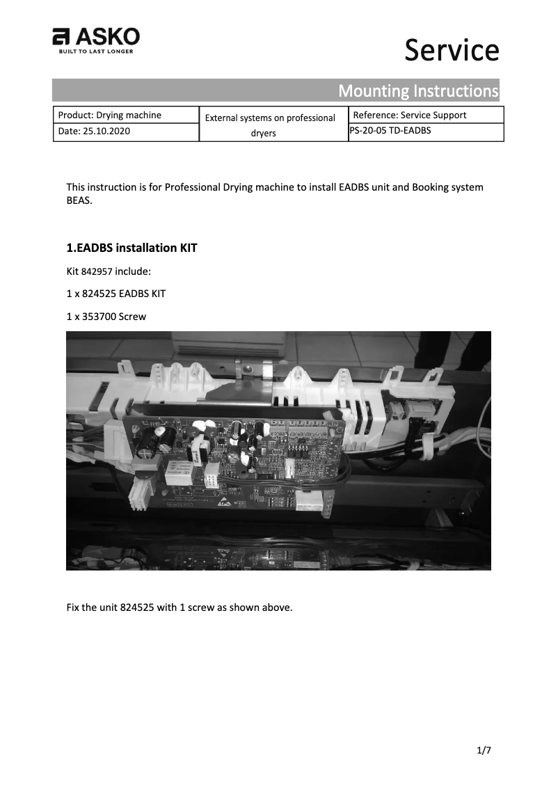 Page n°1 - Manuel utilisateur Asko TDC1771HC.S