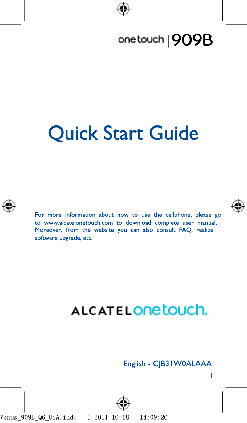 Page n°1 - Guide de démarrage rapide Alcatel One Touch 909B