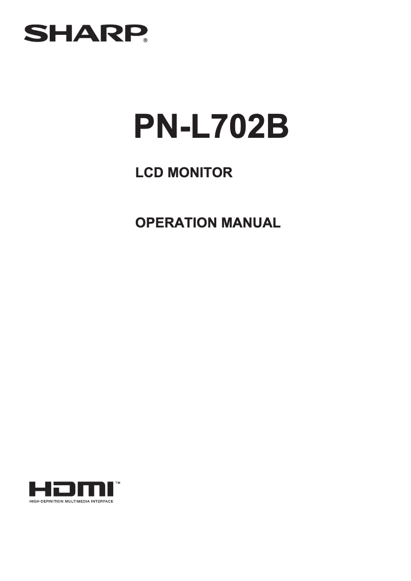 Page 1 de la notice Manuel utilisateur Sharp PN-L702B-PKG2A