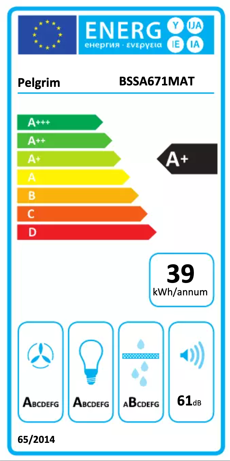 Page n°1 - Label énergétique Pelgrim BSSA671MAT