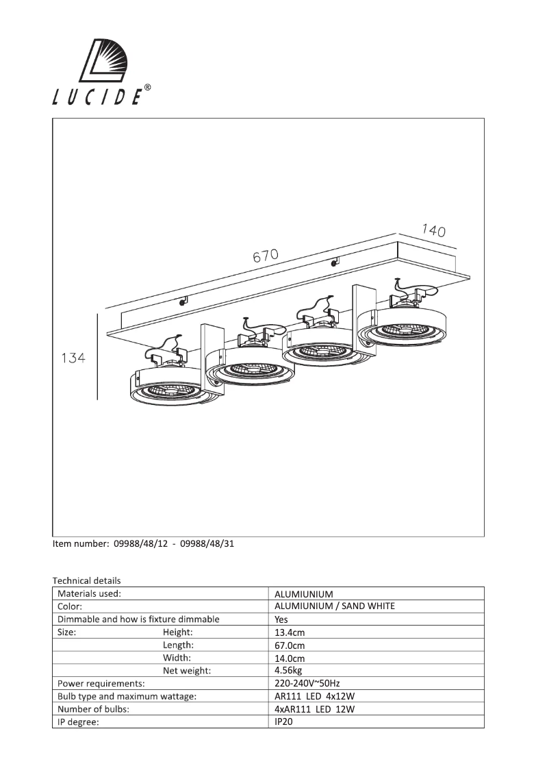 Page n°1 - Manuel utilisateur Lucide Spectrum 09988/48/31