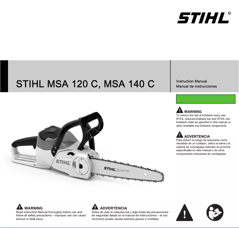 Page 1 de la notice Manuel utilisateur Stihl MSA 140 C-BQ