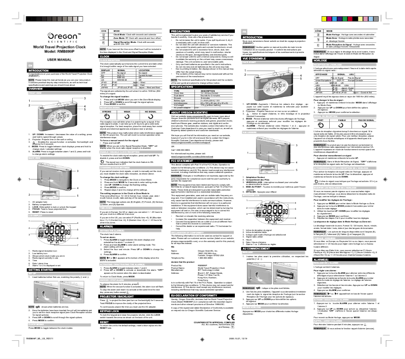 Image de la première page du manuel de l'appareil RMB899P