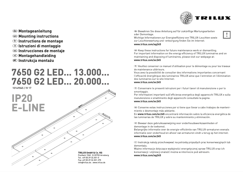 Page n°1 - Manuel utilisateur Trilux 6752451
