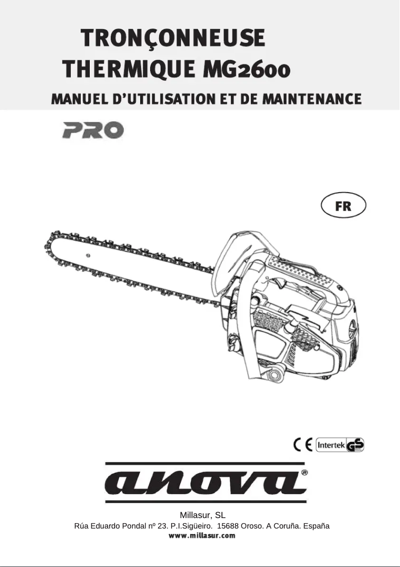 Page 1 de la notice Manuel utilisateur Anova MG2600