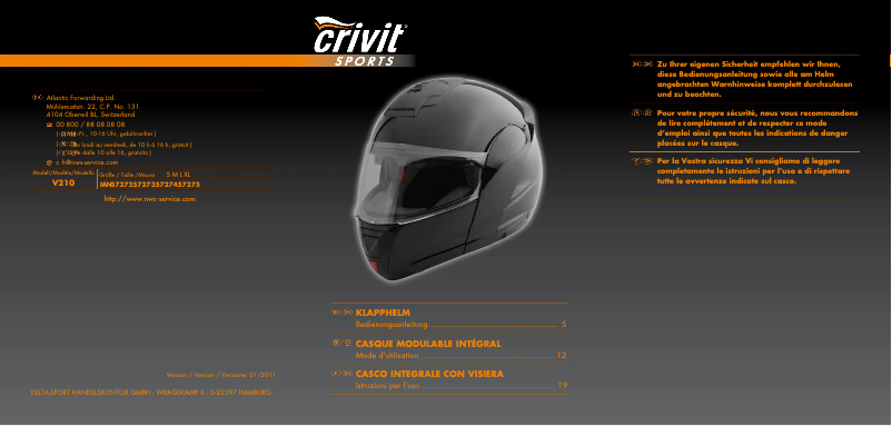 Page 1 de la notice Manuel utilisateur Crivit V210