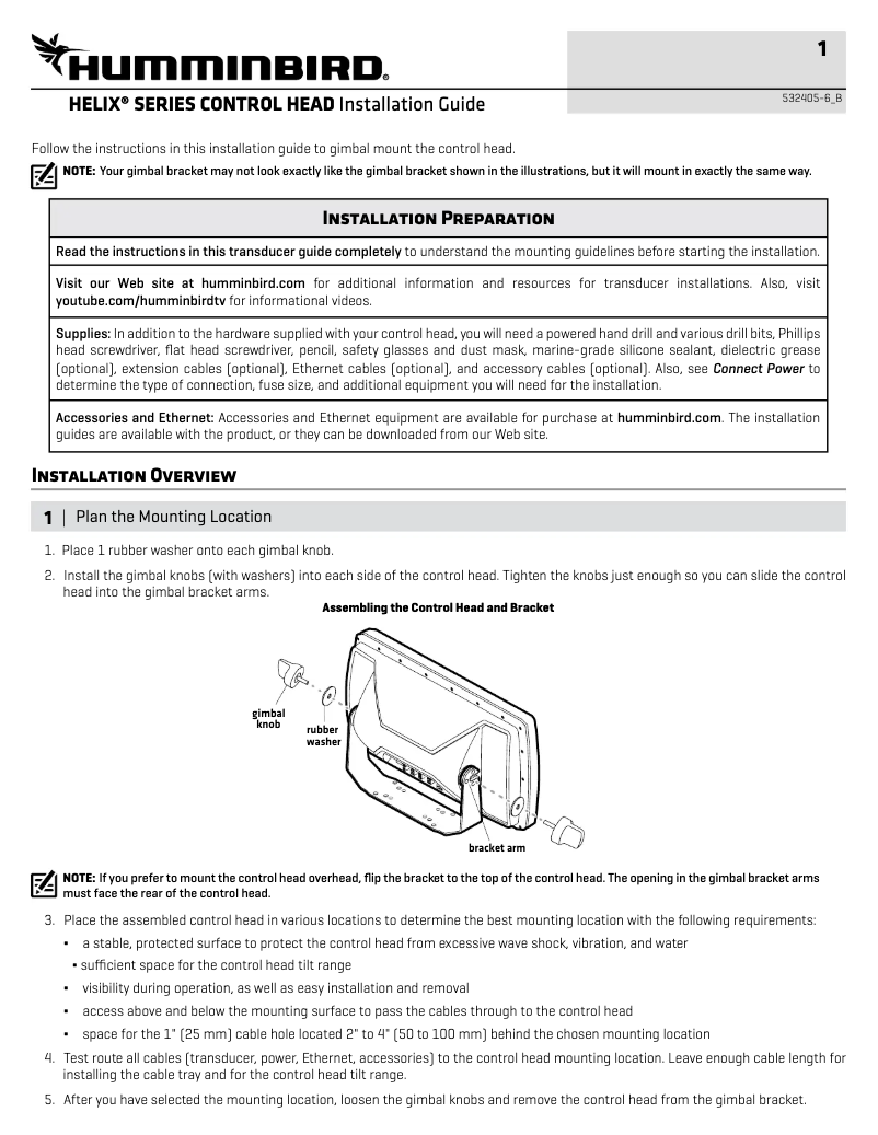 Página 1 del manual Guía de instalación Humminbird Helix 10 Chirp Mega SI+ GPS G3N