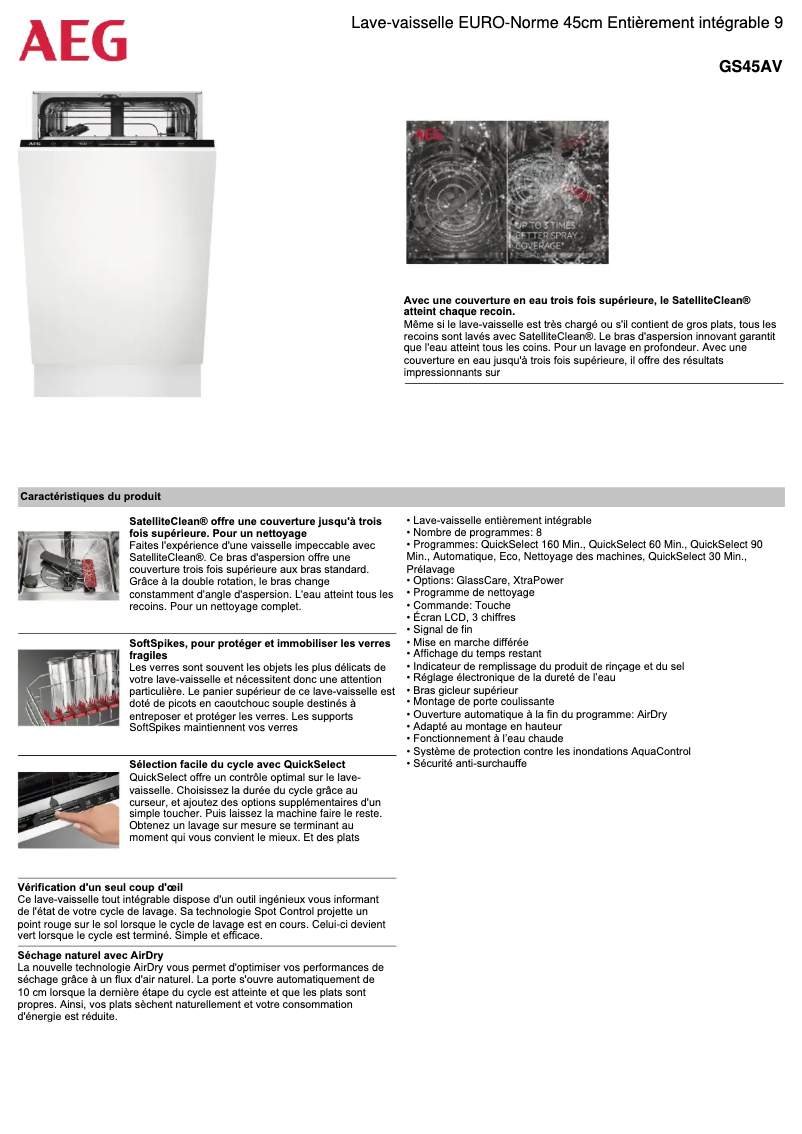 Página 1 del manual Ficha técnica AEG GS45AV