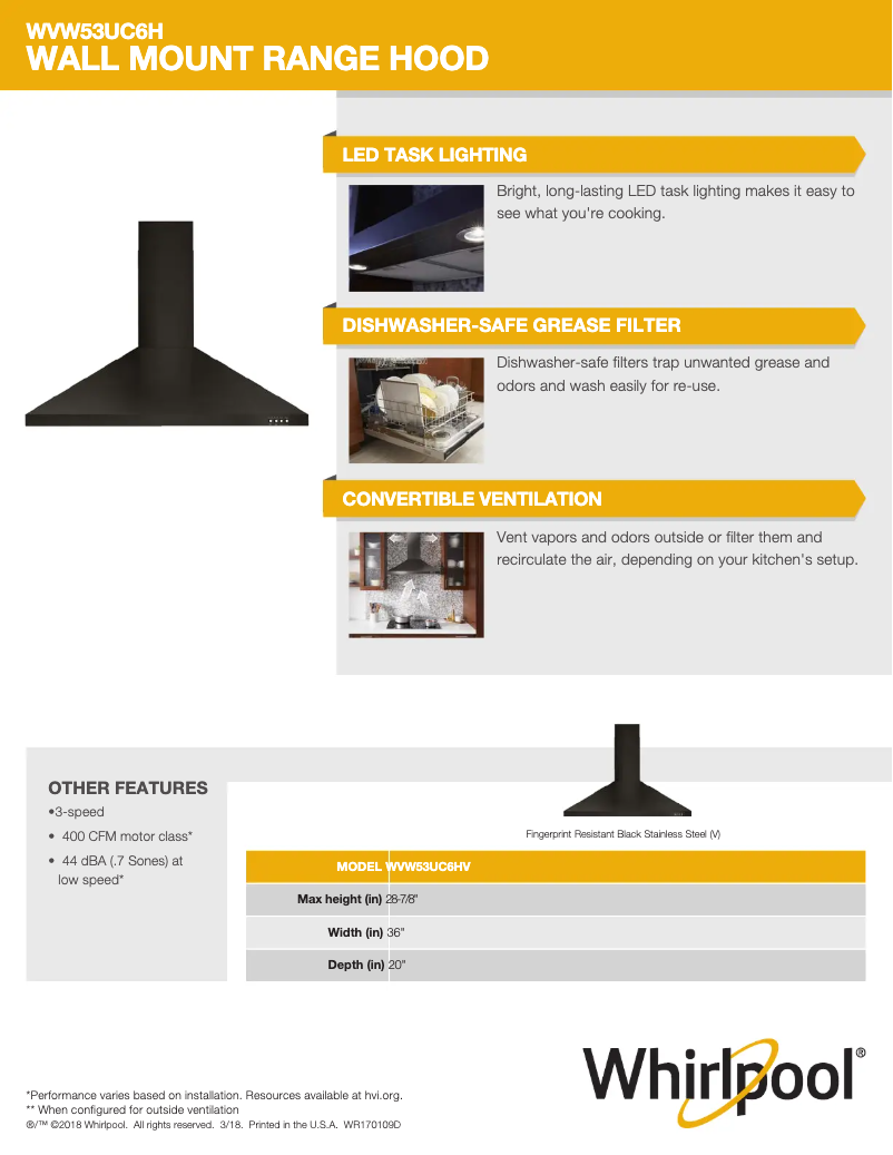 Image de la première page du manuel de l'appareil WVW53UC6HV