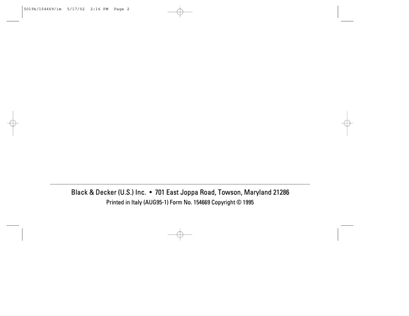 Page 1 de la notice Manuel utilisateur Black & Decker 5018