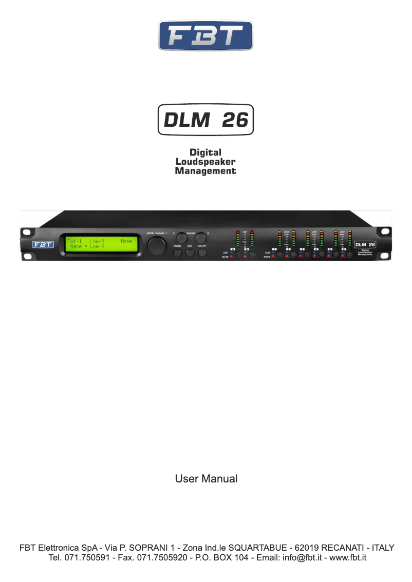 Page n°1 - Manuel utilisateur FBT DLM 26